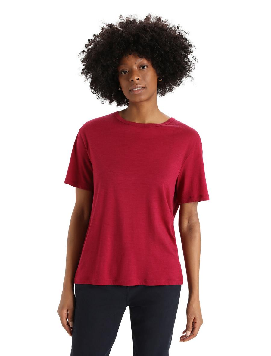 Cherry Icebreaker Merino Granary Short Sleeve Women\'s T Shirts | AU 1582ZUTG